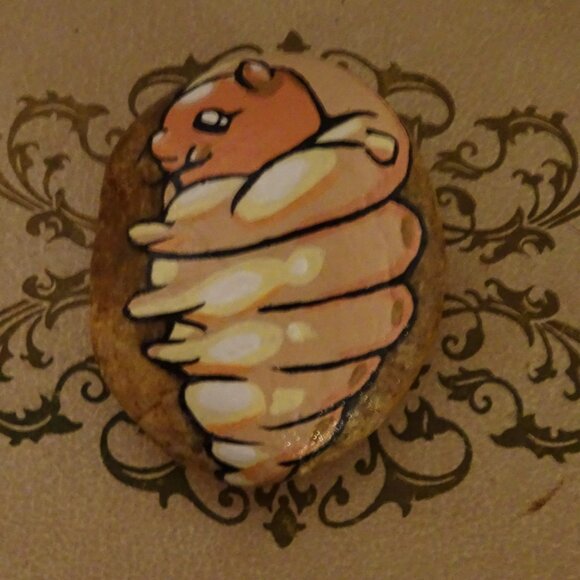 Maggie the Maggot Painted Rock oddity curiosity goth witchy funeral insect - Picture 15 of 15